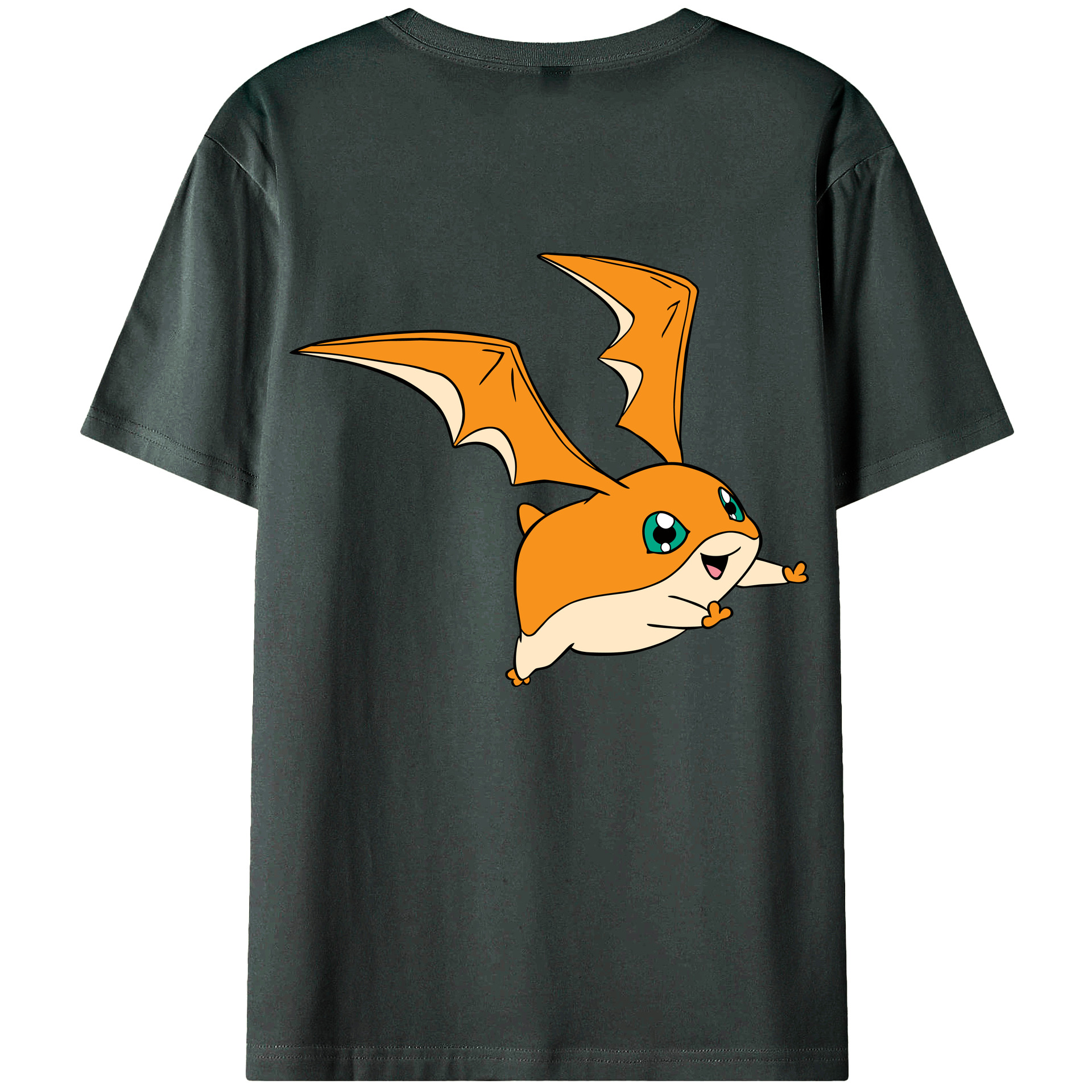（画像用） Digimon デジタルモンスター/デジモン 綿100％ メンズ半袖Tシャツ（バックプリント） 通気性